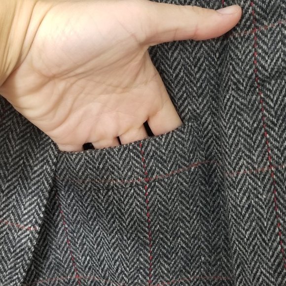 Vintage Wm.H.Leishman 100% Lambs Wool Herringbone Blazer Lined Pockets Professor - Picture 3 of 11